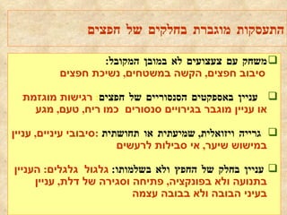 התעסקות מוגברת בחלקים של חפצים משחק עם צעצועים לא במובן המקובל : סיבוב חפצים ,  הקשה במשטחים ,  נשיכת חפצים עניין באספקטים הסנסוריים של חפצים :   רגישות מוגזמת או עניין מוגבר בגירויים סנסורים  כמו   ריח ,  טעם ,  מגע גרייה ויזואלית ,  שמיעתית או תחושתית   : סיבובי עיניים ,  עניין במישוש שיער ,  אי סבילות לרעשים עניין בחלק של החפץ ולא בשלמותו :   גלגול  גלגלים :  העניין בתנועה ולא בפונקציה ,  פתיחה וסגירה של דלת ,  עניין בעיני הבובה ולא בבובה עצמה 