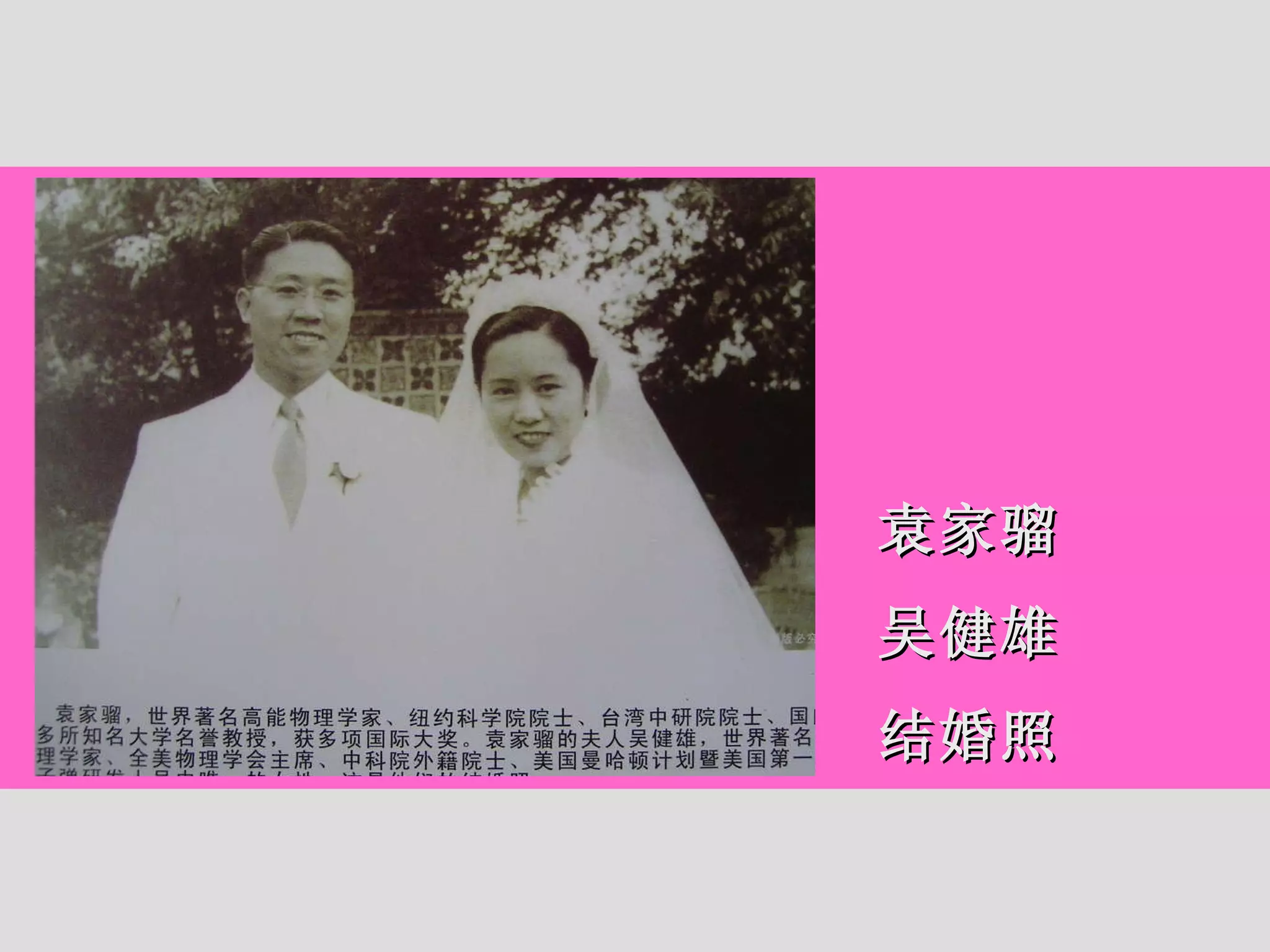 袁家骝 吴健雄 结婚照 