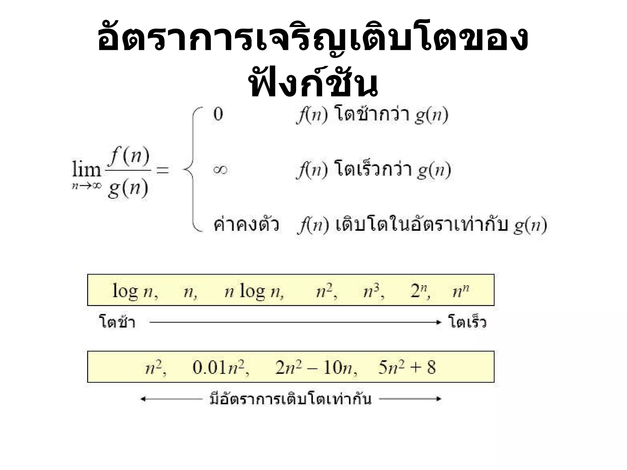 อัตราการเจริญเติบโตของฟังก์ชัน 