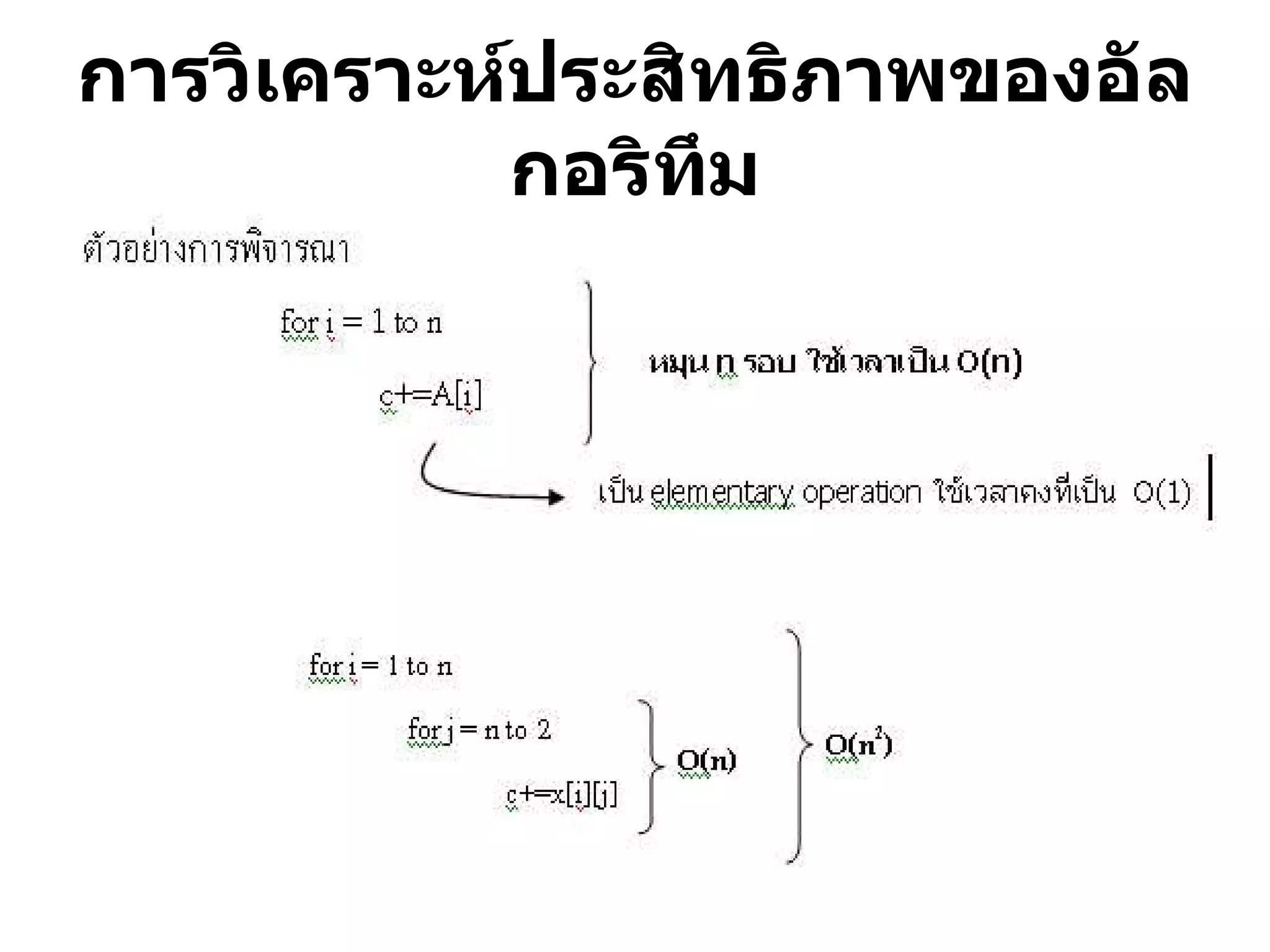 การวิเคราะห์ประสิทธิภาพของอัลกอริทึม 
