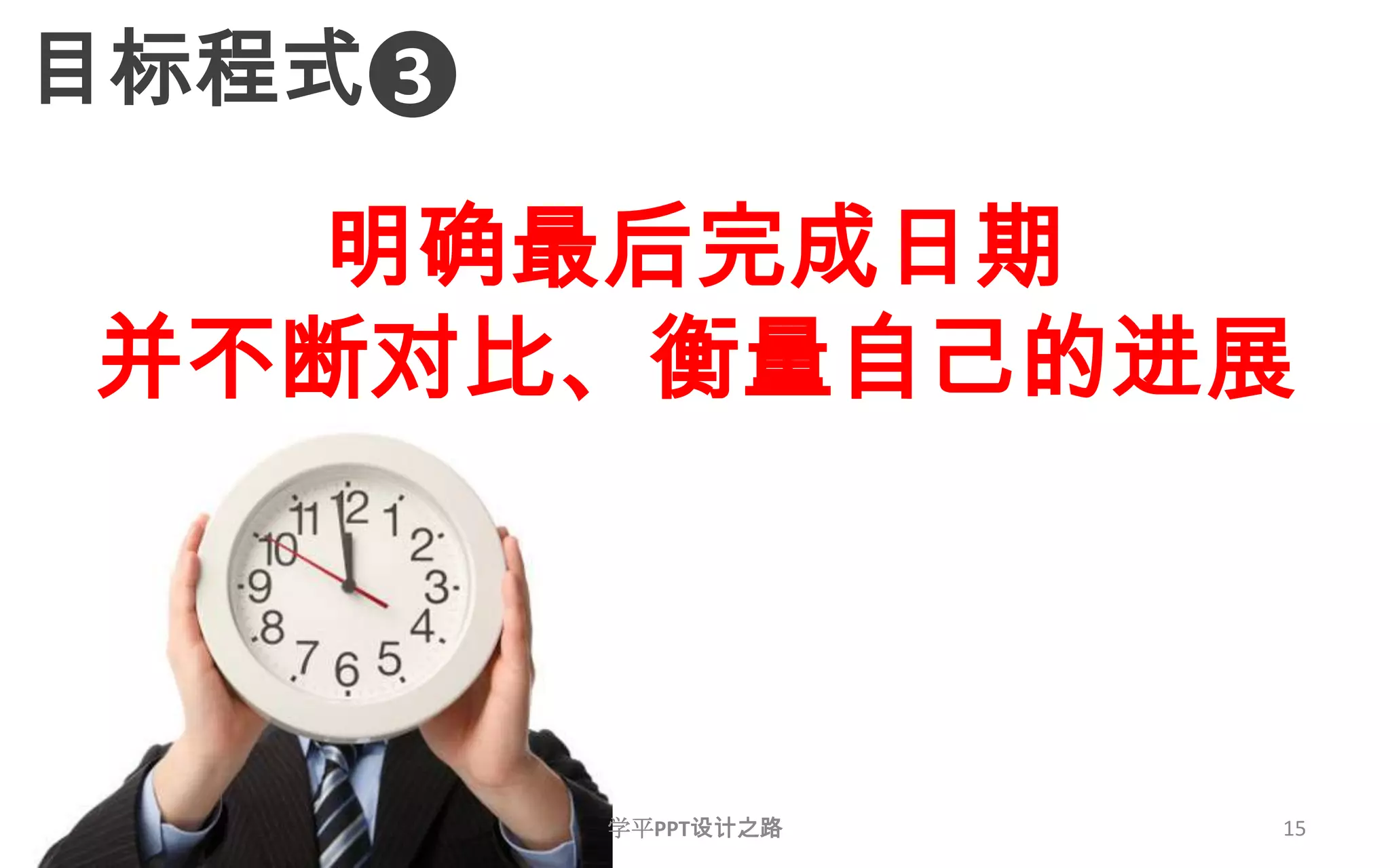 15目标程式3明确最后完成日期并不断对比、衡量自己的进展学平PPT设计之路