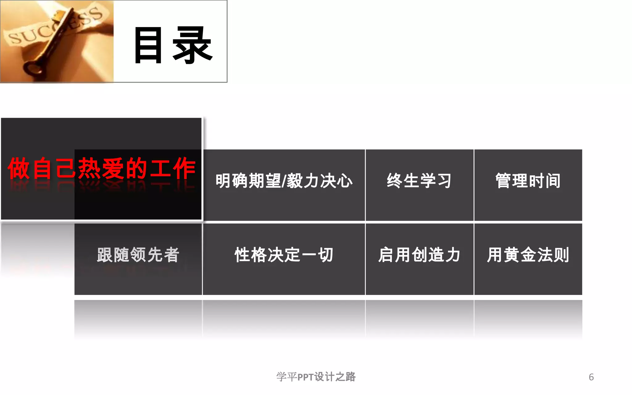 6目录做自己热爱的工作学平PPT设计之路