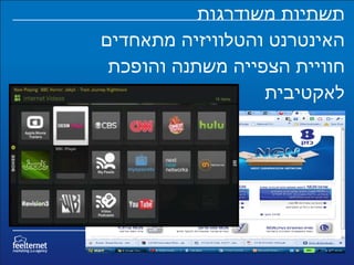 תשתיות משודרגות האינטרנט והטלוויזיה מתאחדים חוויית הצפייה משתנה והופכת לאקטיבית 