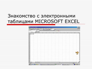 Знакомство с электронными таблицами  MICROSOFT EXCEL 