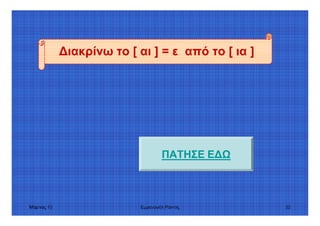Μάρτιος 10 Εµµανουήλ Ράντος 52
ΠΑΤΗΣΕ Ε
ιακρίνω το [ αι ] = ε από το [ ια ]
 