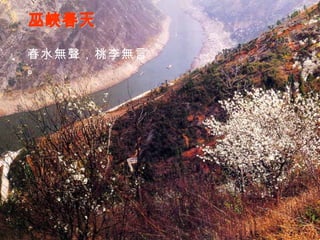 巫峽春天 春水無聲，桃李無言。 