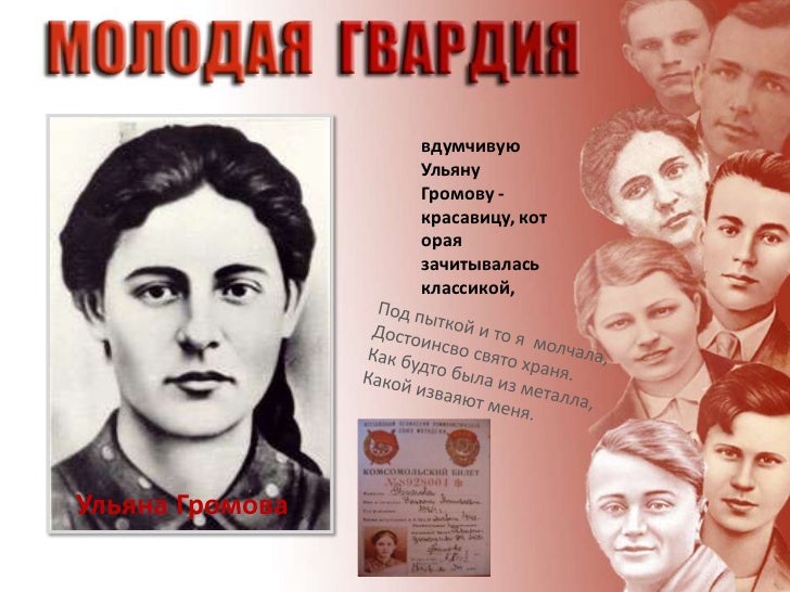 Герои молодой гвардии имена и фамилии фото
