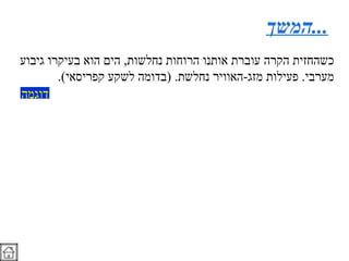 המשך ... כשהחזית הקרה עוברת אותנו הרוחות נחלשות ,  הים הוא בעיקרו גיבוע מערבי .  פעילות מזג - האוויר נחלשת . ( בדומה לשקע קפריסאי ). דוגמה 