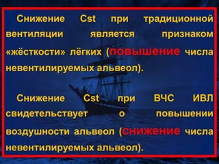 Наличие  autoPEEP, наряду с коллатеральной вентиляцией, является основным механизмом в перераспределении (перетекании) газа из вентилируемых в спавшиеся (невентилируемые) альвеолы с высокой постоянной времени, в результате чего очень скоро после начала ВЧС ИВЛ подавляющее число альвеол оказываются постоянно заполненными газовой смесью. 
