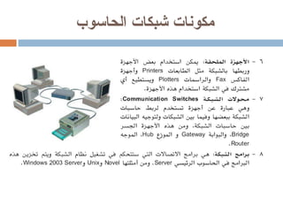 مكونات شبكات الحاسوب 