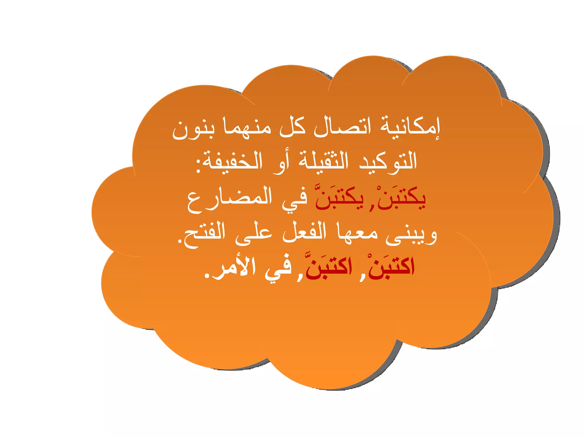 إمكانية اتصال كل منهما بنون التوكيد الثقيلة أو الخفيفة : يكتبَنْ ,  يكتبَنَّ  في المضارع ويبنى معها الفعل على الفتح . اكتبَنْ ,  اكتبَنَّ ,  في الأمر .  