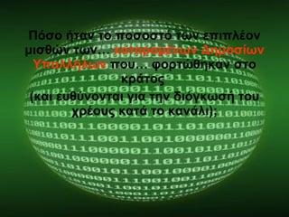 Πόσο ήταν το ποσοστό των επιπλέον μισθών των…  καταραμένων Δημοσίων Υπαλλήλων  που… φορτώθηκαν στο κράτος  (και ευθύνονται για την διόγκωσή του χρέους κατά το κανάλι); 