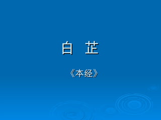 白  芷   《本经》 