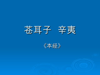 苍耳子  辛夷 《本经》 