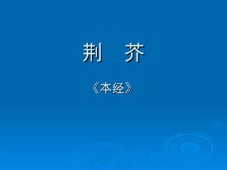 荆  芥 《本经》   