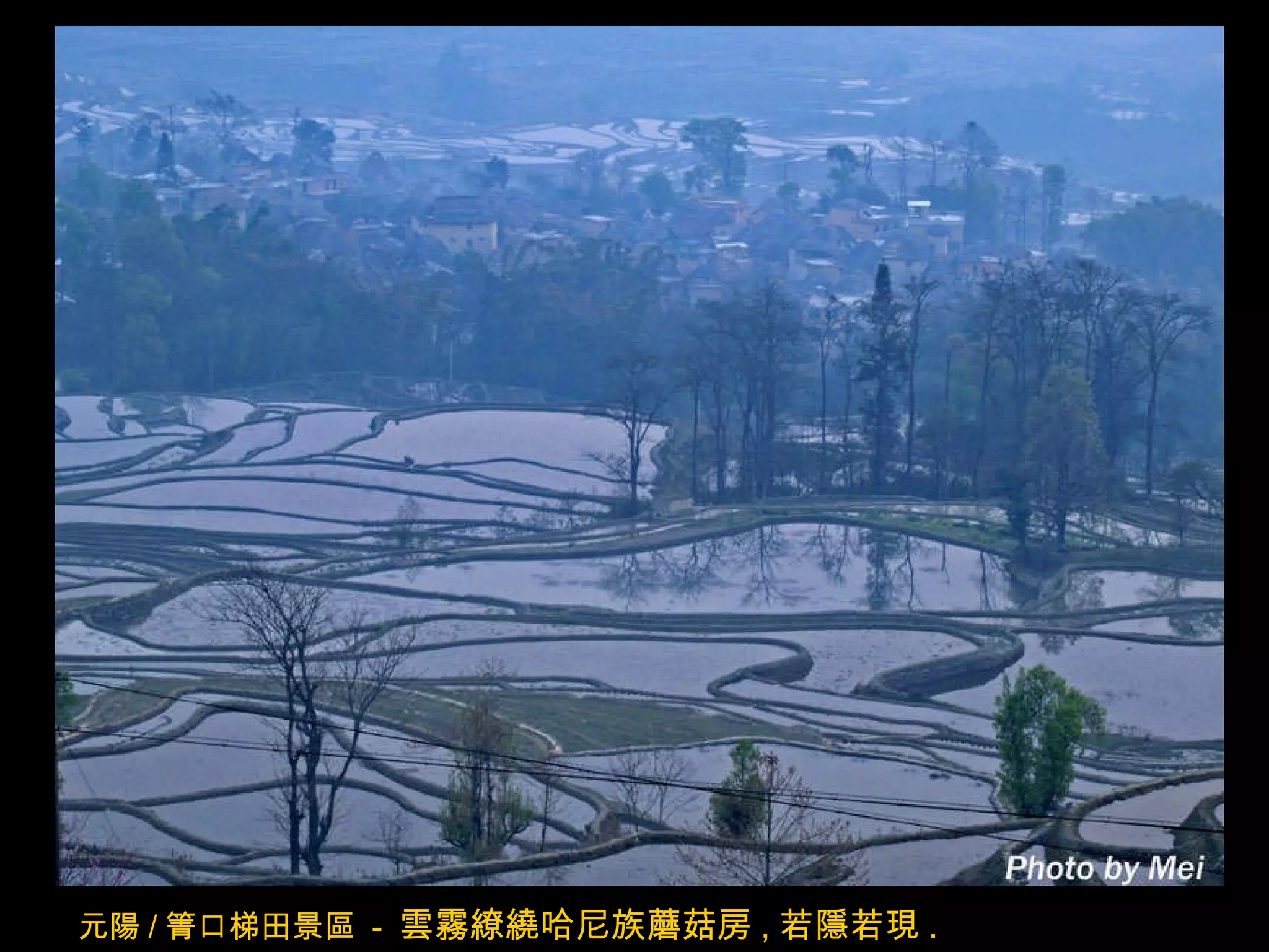 元陽 / 箐口梯田景區  -  雲霧繚繞哈尼族蘑菇房 , 若隱若現 . 