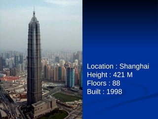 Location : Shanghai Height : 421 M Floors : 88  Built : 1998   