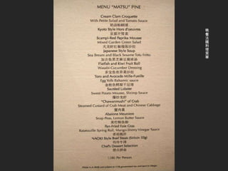 晚餐法國料理菜單 