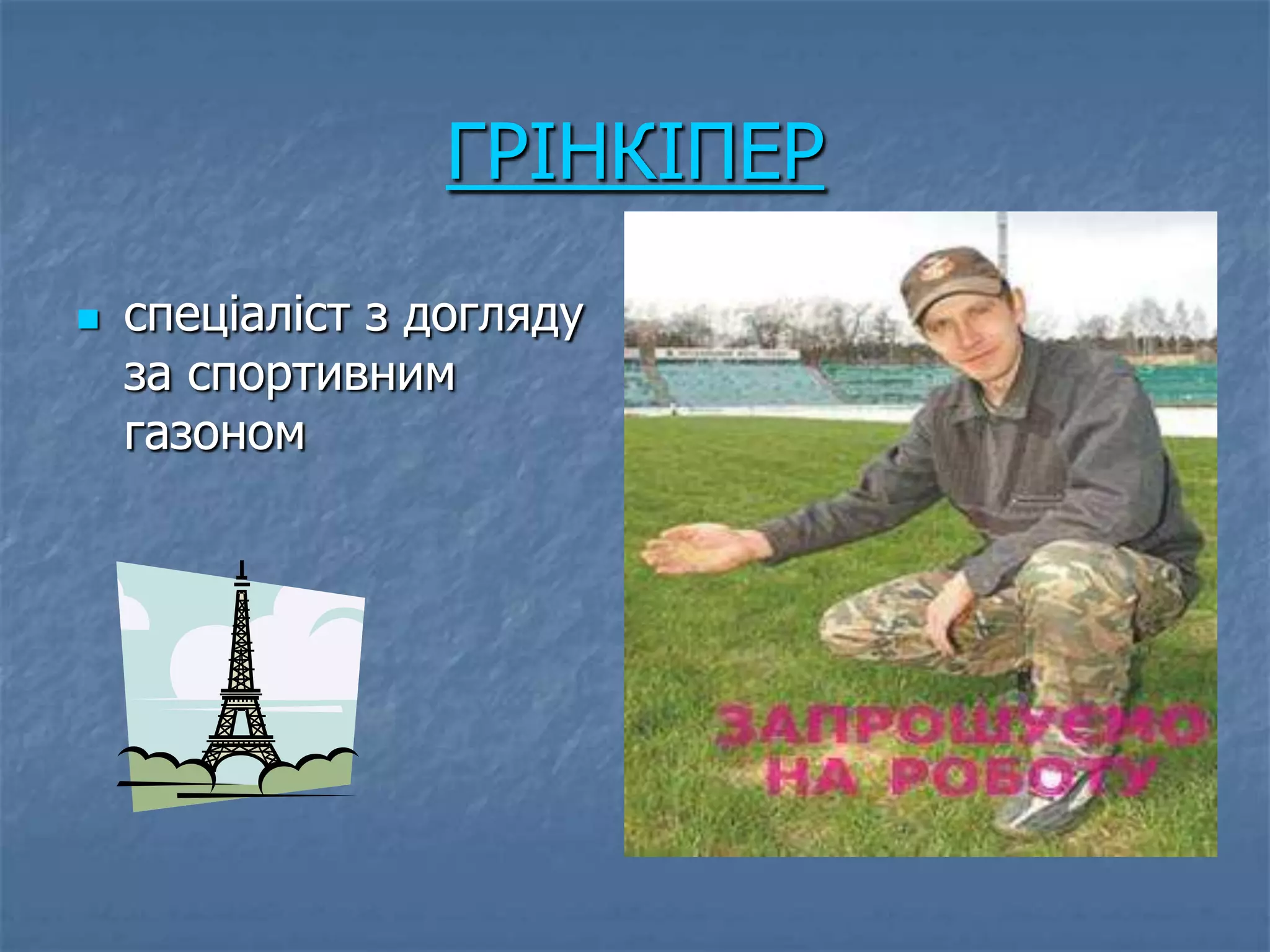ГРІНКІПЕР
   спеціаліст з догляду
    за спортивним
    газоном
 