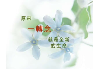 原來 一轉念 就是全新的生命 