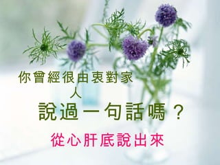 你曾經很由衷對家人 說過一句話嗎？ 從心肝底說出來 