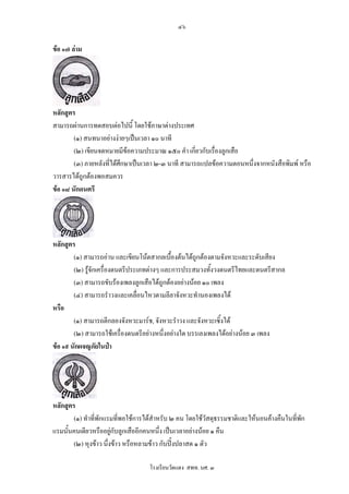 ๔๖

ขอ ๑๗ ลาม




หลักสูตร
สามารถผานการทดสอบตอไปนี้ โดยใชภาษาตางประเทศ
        (๑) สนทนาอยางงายๆเปนเวลา ๑๐ นาที
        (๒) เขียนจดหมายมีขอความประมาณ ๑๕๐ คํา เกี่ยวกับเรื่องลูกเสือ
        (๓) ภายหลังทีไดศึกษาเปนเวลา ๒-๓ นาที สามารถแปลขอความตอนหนึ่งจากหนังสือพิมพ หรือ
                     ่
วารสารไดถูกตองพอสมควร
ขอ ๑๘ นักดนตรี




หลักสูตร
        (๑) สามารถอาน และเขียนโนตสากลเบื้องตนไดถูกตองตามจังหวะและระดับเสียง
        (๒) รูจักเครื่องดนตรีประเภทตางๆ และการประสมวงทังวงดนตรีไทยและดนตรีสากล
                                                           ้
        (๓) สามารถขับรองเพลงลูกเสือไดถูกตองอยางนอย ๑๐ เพลง
        (๔) สามารถรําวงและเคลื่อนไหวตามลีลาจังหวะทํานองเพลงได
หรือ
        (๑) สามารถตีกลองจังหวะมารช, จังหวะรําวง และจังหวะเซิ้งได
        (๒) สามารถใชเครื่องดนตรีอยางหนึ่งอยางใด บรรเลงเพลงไดอยางนอย ๓ เพลง
ขอ ๑๙ นักผจญภัยในปา




หลักสูตร
        (๑) ทําที่พักแรมที่พอใชการไดสําหรับ ๒ คน โดยใชวัสดุธรรมชาติและใหนอนคางคืนในที่พก
                                                                                            ั
แรมนั้นคนเดียวหรืออยูกับลูกเสืออีกคนหนึ่ง เปนเวลาอยางนอย ๑ คืน
                         
        (๒) หุงขาว นึงขาว หรือหลามขาว กับปงปลาสด ๑ ตัว
                       ่

                                   โรงเรียนวัดแดง สพท. นศ. ๓
 