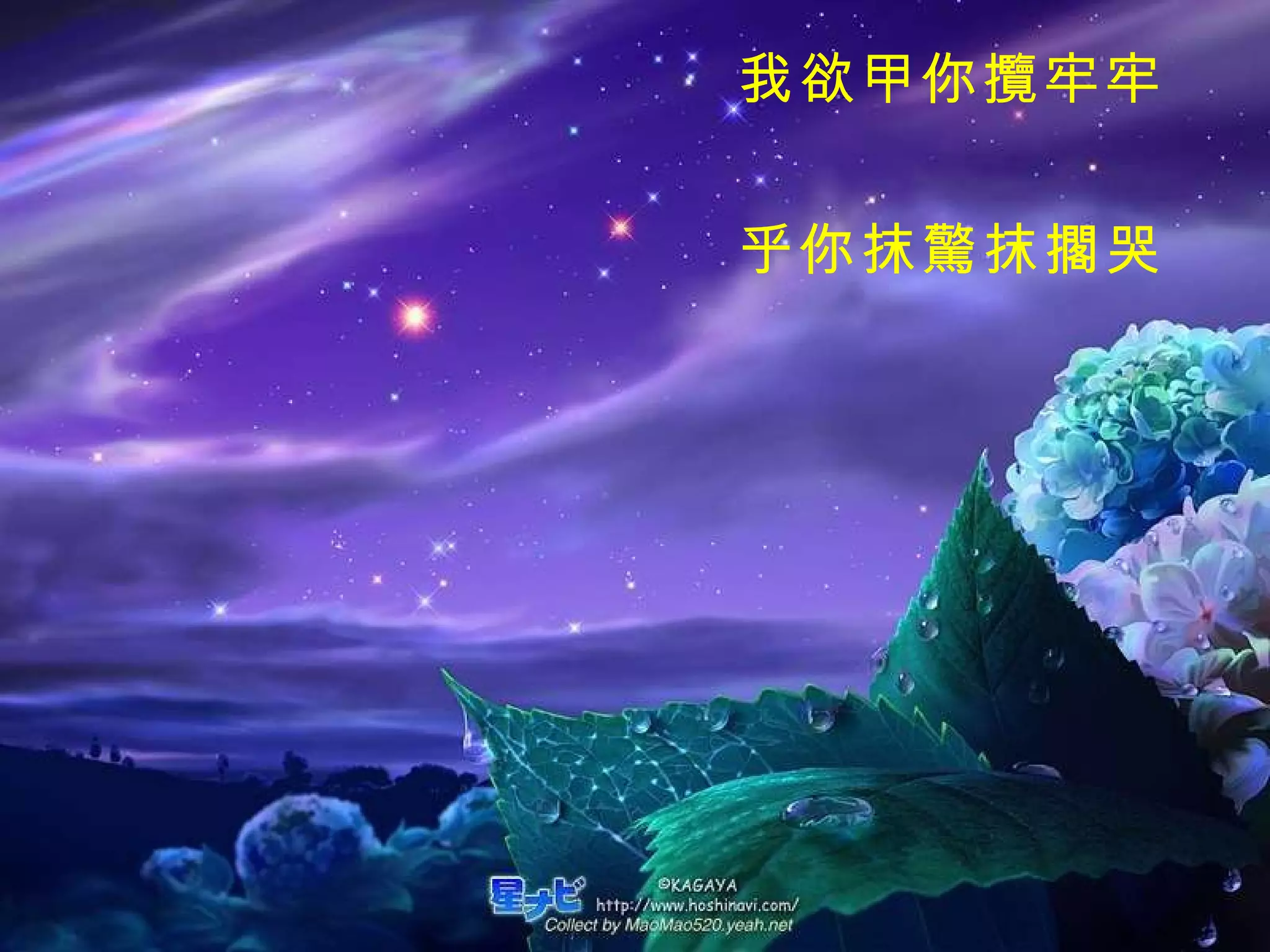 我欲甲你攬牢牢　 乎你抹驚抹擱哭 