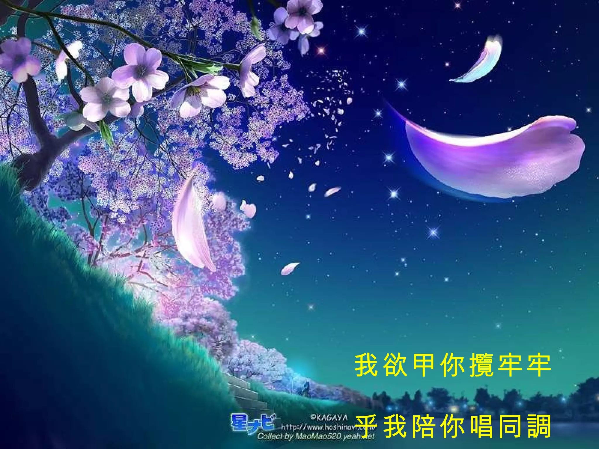 我欲甲你攬牢牢　 乎我陪你唱同調 