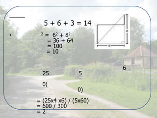 วิธีทำระยะทาง = 5 + 6 + 3 = 14 เมตรระยะกระจัด2 =  62 + 82                  = 36 + 64                  = 100ระยะกระจัด   = 10 เมตรอัตราเร็ว คือ ระยะทางที่เคลื่อนที่ได้ในหนึ่งหน่วยเวลาความเร็ว คือ ระยะกระจัดที่เคลื่อนที่ได้ในหนึ่งหน่วยเวลาเช่น สมชายวิ่งรอบสนามหญ้ารูปสี่เหลี่ยมจัตตุรัส6รอบซึ่งกว้างด้านละ25เมตร ใช้เวลา5นาทีจงหาความเร็วและอัตตราเร็วความเร็ว = 0(เพราะจุดเริ่มต้น และจุดสุดท้ายอยู่ณจุดเดียวกัน ระยะกระจัดจึงเป็น 0)อัตราเร็ว = ระยะทาง(เมตร) / เวลา(วินาที)            = (25x4 x6) / (5x60)            = 600 / 300            = 2 เมตร/วินาที