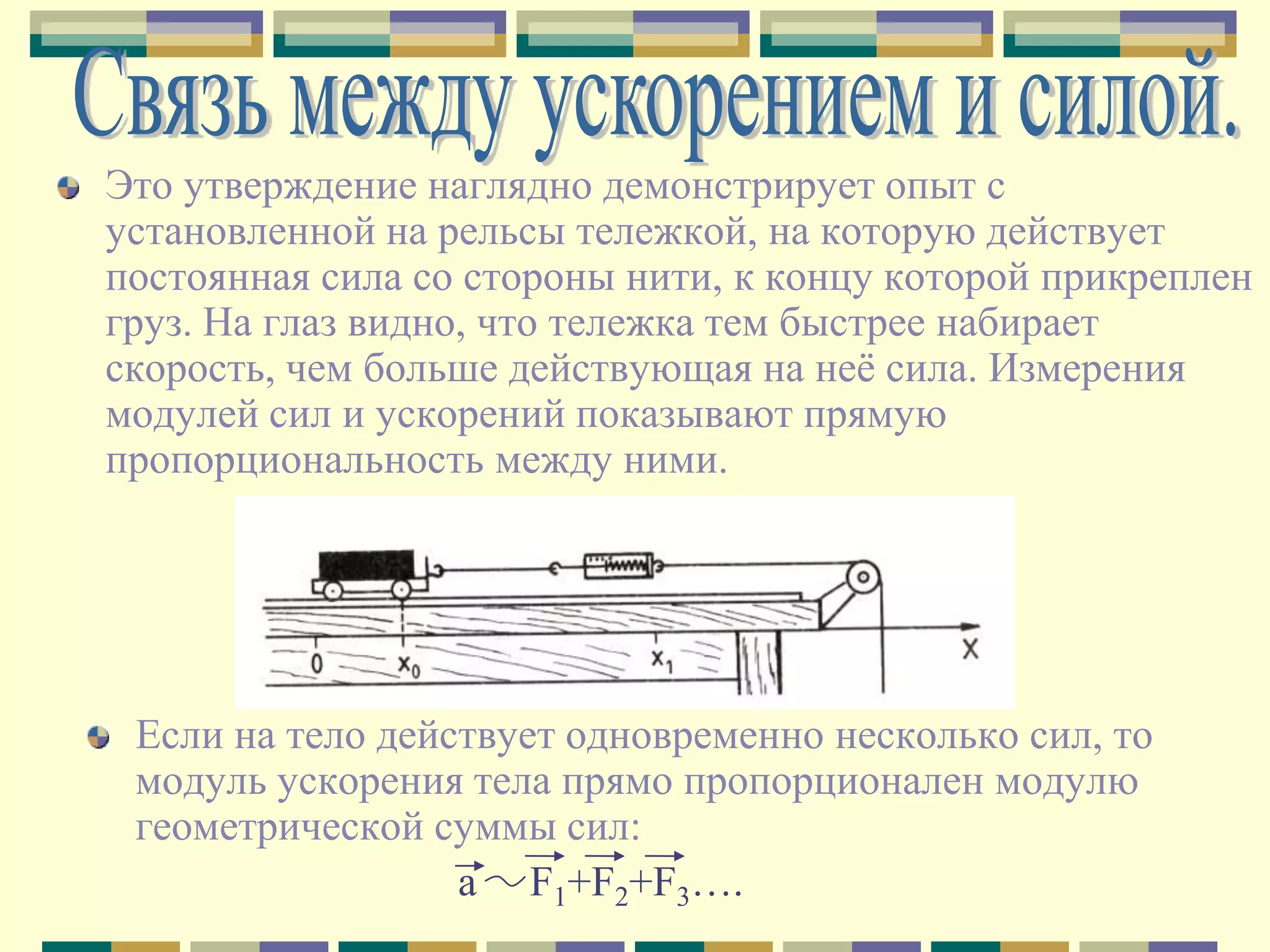 Зависит ли ускорение тел от их свойств?Модуль ускорения тела зависит не только от оказываемого на него воздействия, но и от свойств самого тела. Величина, характеризующая способность тела менять свою скорость под влиянием определённой силы – инертная масса тела.Чем больше масса тела, тем меньшее ускорение оно приобретет под действием силы. Сравните, какой предмет будет двигаться с большим ускорением под действием одной и той же силы: теннисный мяч или гантель?
