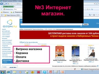 № 3 Интернет магазин. Витрина магазина Корзина Оплата Доставка 
