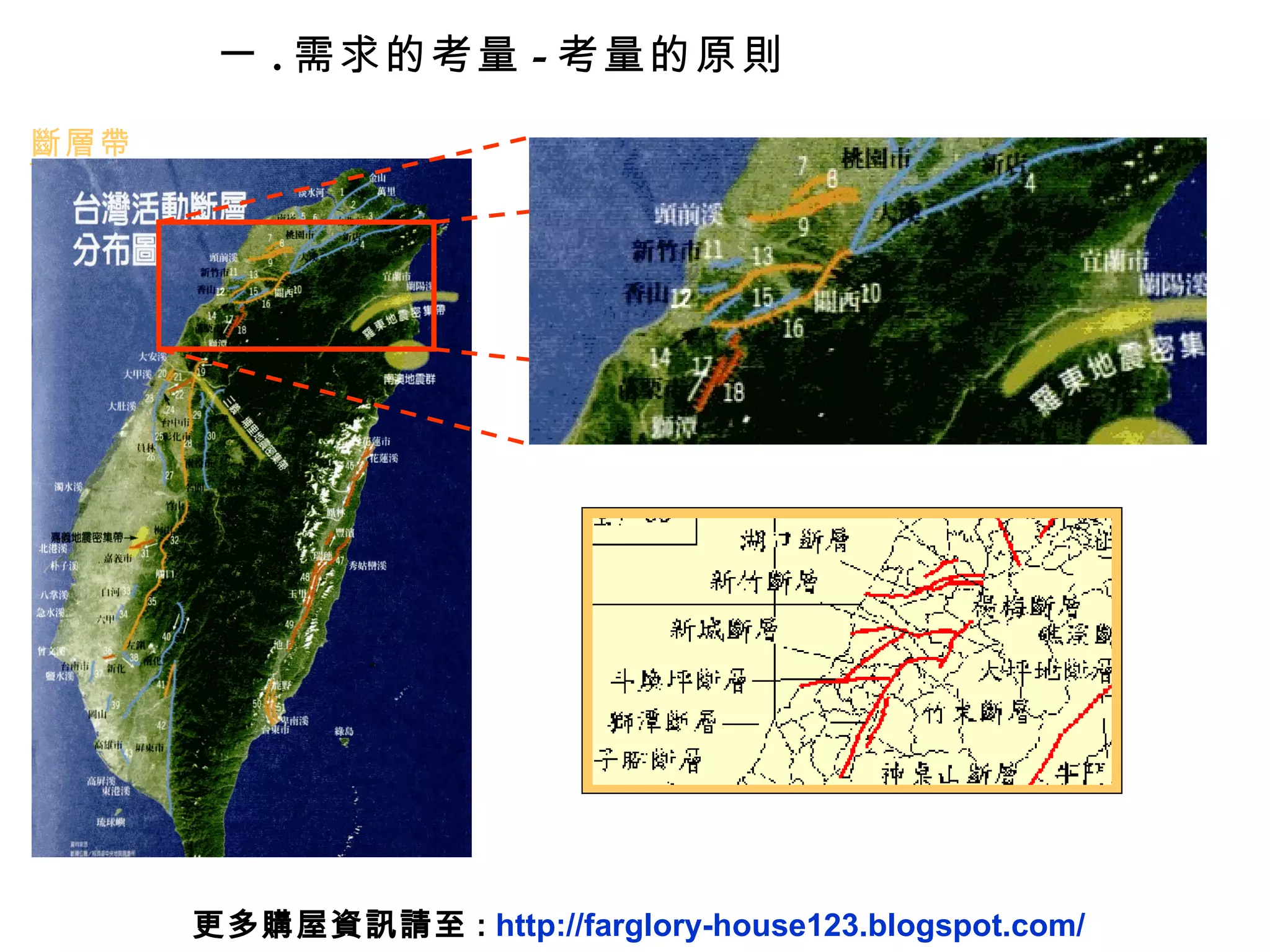 一 . 需求的考量 - 考量的原則 斷層帶 更多購屋資訊請至 :  http://farglory-house123.blogspot.com/ 