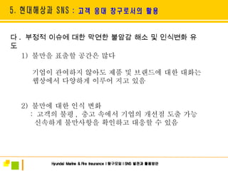 다 .  부정적 이슈에 대한 막연한 불암감 해소 및 인식변화 유도 1)  불만을 표출할 공간은 많다 기업이 관여하지 않아도 제품 및 브랜드에 대한 대화는 웹상에서 다양하게 이루어 지고 있음 2)  불만에 대한 인식 변화  :  고객의 불평 ,  충고 속에서 기업의 개선점 도출 가능 신속하게 불만사항을 확인하고 대응할 수 있음 