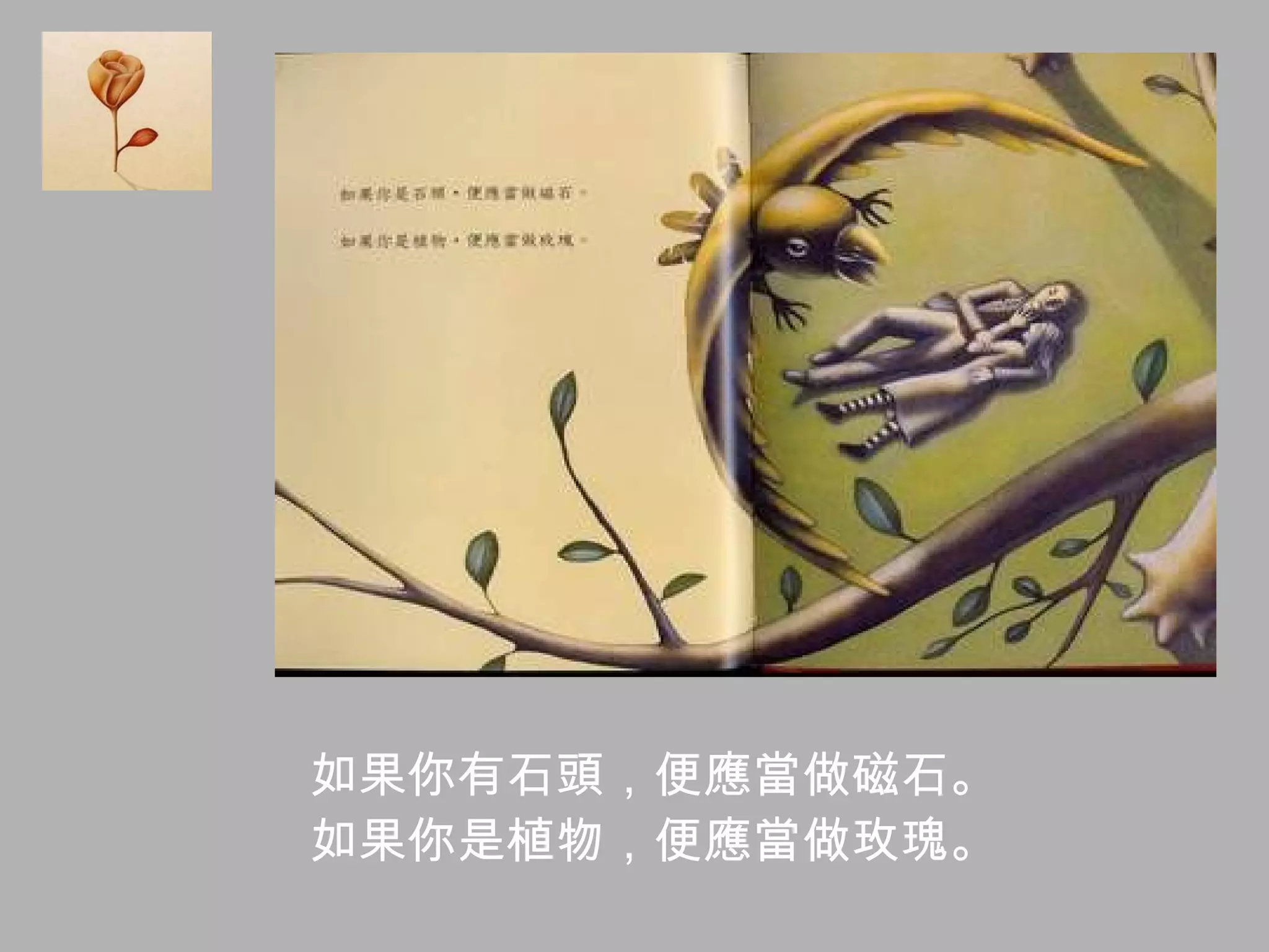 如果你有石頭，便應當做磁石。 如果你是植物，便應當做玫瑰。 