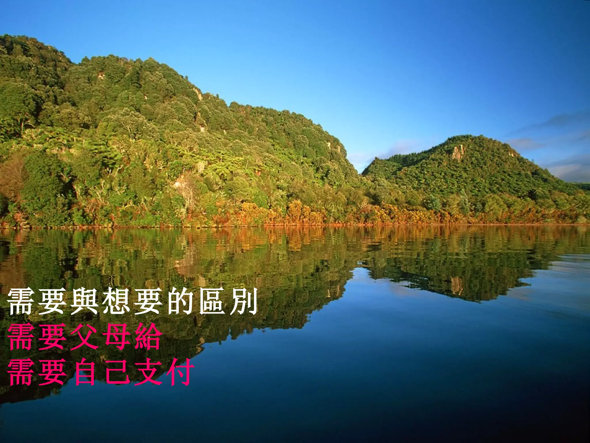 需要與想要的區別 需要父母給 需要自己支付 