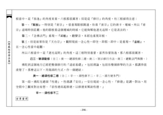 根當中，從「放逸」的角度來看，六根都很厲害；但是從「修行」的角度，有三根值得注意：

             第一、「眼根」 ─特別是「密宗」，很重視眼根圓通，你看「密宗」它的唐卡、壇城，所以「密
            宗」道場特別莊嚴；他的眼根看這個壇城的時候，它能夠幫他迴光返照，它是表法的。

              第二、「念佛法門」重視─ 「耳根 」，聽聲音，本經也重視耳根。
︽楞嚴經修學法要︾




             第三 、但是如果你是「天台宗」，觀照現前一念心性─即空、即假、即中；是重視─ 「意根」 ，
            在一念心性當中起觀。

              所以六根當中，從「迴光返照」的角度，這三根特別重要。當然你要放逸，那六根都很厲害。

                   己三、舉頌勸修（分三：庚一、總頌性修二德。庚二、別示修行方法。庚三、總歎法門殊勝。）

              佛陀到這個地方已經把整個修行的「道前基礎」，包括理論，包括你整個修學的方法，都講得很
            清楚了。那麼這以下，用偈頌的方式，作一個總結：

                    庚一、總頌性修二德（分二：辛一、頌性修不二。辛二、頌方便多門）

              第一段，佛陀先總頌「性德」，性德講「安住」─安住現前一念心性。「修德」是講─對治，用
            空假中三觀來對治妄想。「依性德而起修德，以修德來幫助性德。」

                     辛一、頌性修不二

            世尊重頌


                                    - 246 -
 