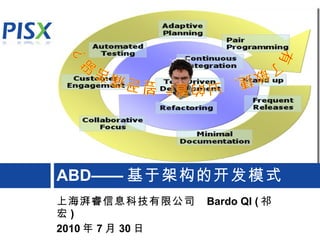 ABD—— 基于架构的开发模式 上海湃睿信息科技有限公司  Bardo QI ( 祁宏 ) 2010 年 7 月 30 日 