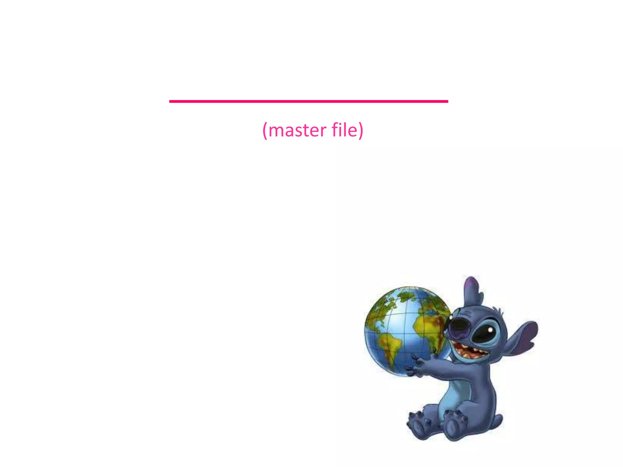  การเรียนรู้ที่ 2 ชนิดข้อมูลและประเภทของแฟ้มข้อมูลประเภทของแฟ้มข้อมูล       แฟ้มข้อมูลหลัก (master file)แฟ้มข้อมูลหลักเป็นแฟ้มข้อมูลที่บรรจุข้อมูลพื้นฐานที่จำเป็นสำหรับระบบงาน และเป็นข้อมูลหลักที่เก็บไว้ใช้ประโยชน์ข้อมูลเฉพาะเรื่องไม่มีรายการเปลี่ยนแปลงในช่วงปัจจุบัน มีสภาพค่อนข้างคงที่ไม่เปลี่ยนแปลงหรือเคลื่อนไหวบ่อยแต่จะถูกเปลี่ยนแปลงเมื่อมีการสิ้นสุดของข้อมูล เป็นข้อมูลที่สำคัญที่เก็บไว้ใช้ประโยชน์ ตัวอย่าง เช่น แฟ้มข้อมูลหลักของนักศึกษาจะแสดงรายละเอียดของนักศึกษา ซึ่งมี ชื่อนามสกุล ที่อยู่ ผลการศึกษา แฟ้มข้อมูลหลักของลูกค้าในแต่ละระเบียนของแฟ้มข้อมูลนี้จะแสดงรายละเอียดของลูกค้า เช่น ชื่อสกุล ที่อยู่ หรือ ประเภทของลูกค้า