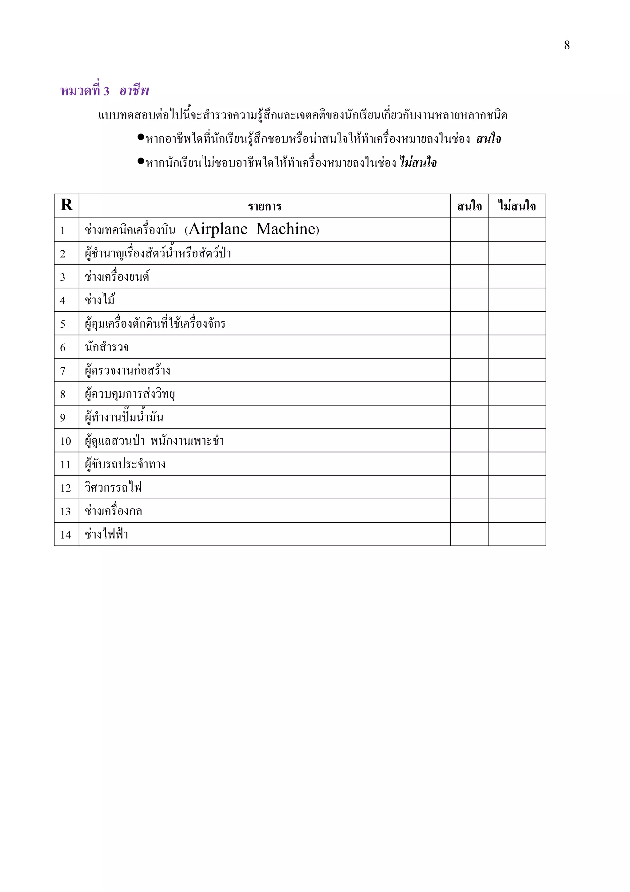 8


                 3
                                           F                            F ก           ก       ก ก           ก
                                          ก                       ก   F ก         F       F             F
                                          ก ก                 F               F               F     F

R                                                                    ก                                          F
1        F                                                (Airplane Machine)
2    F                                        F                F
3        F                        F
4        F           F
5    F                        ก                       F      ก
6            ก
7    F                       กF           F
8    F                   ก            F
9    F
10   F                                            ก
11   F
12               ก
13       F               ก
14       F
 