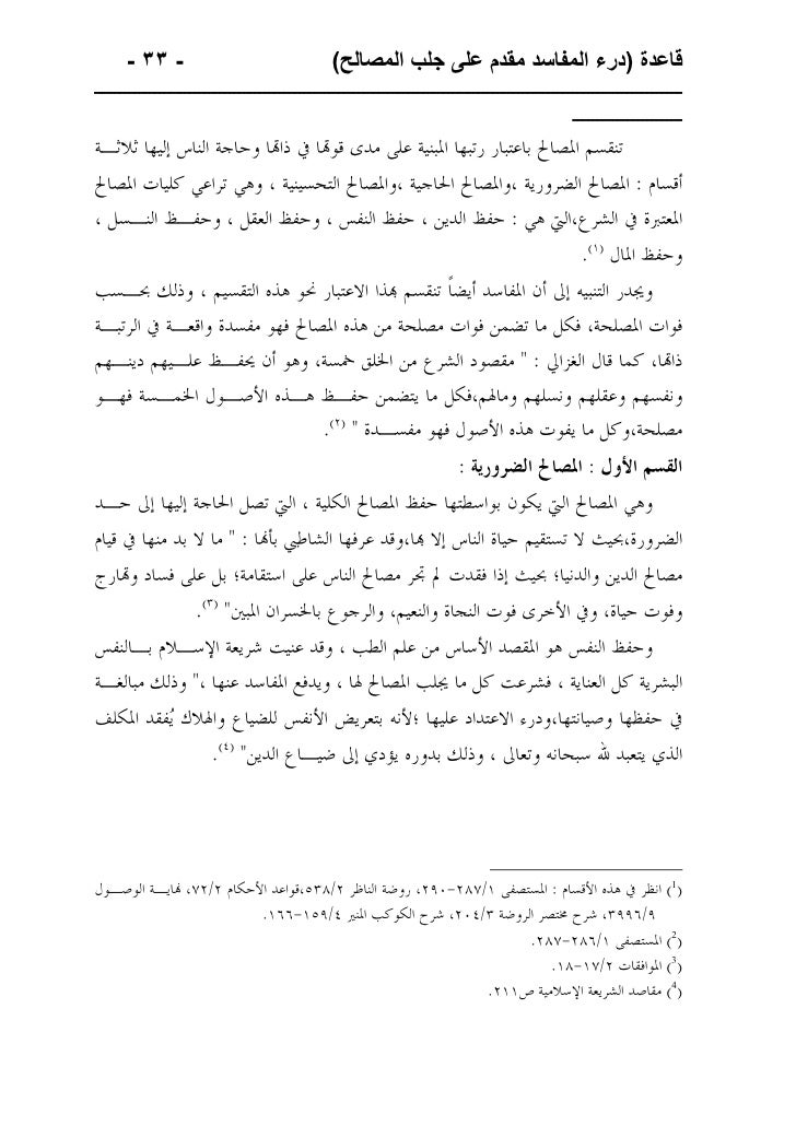قاعدة درء المفاسد مقدم على جلب المصالح وتطبيقاتها الطبية