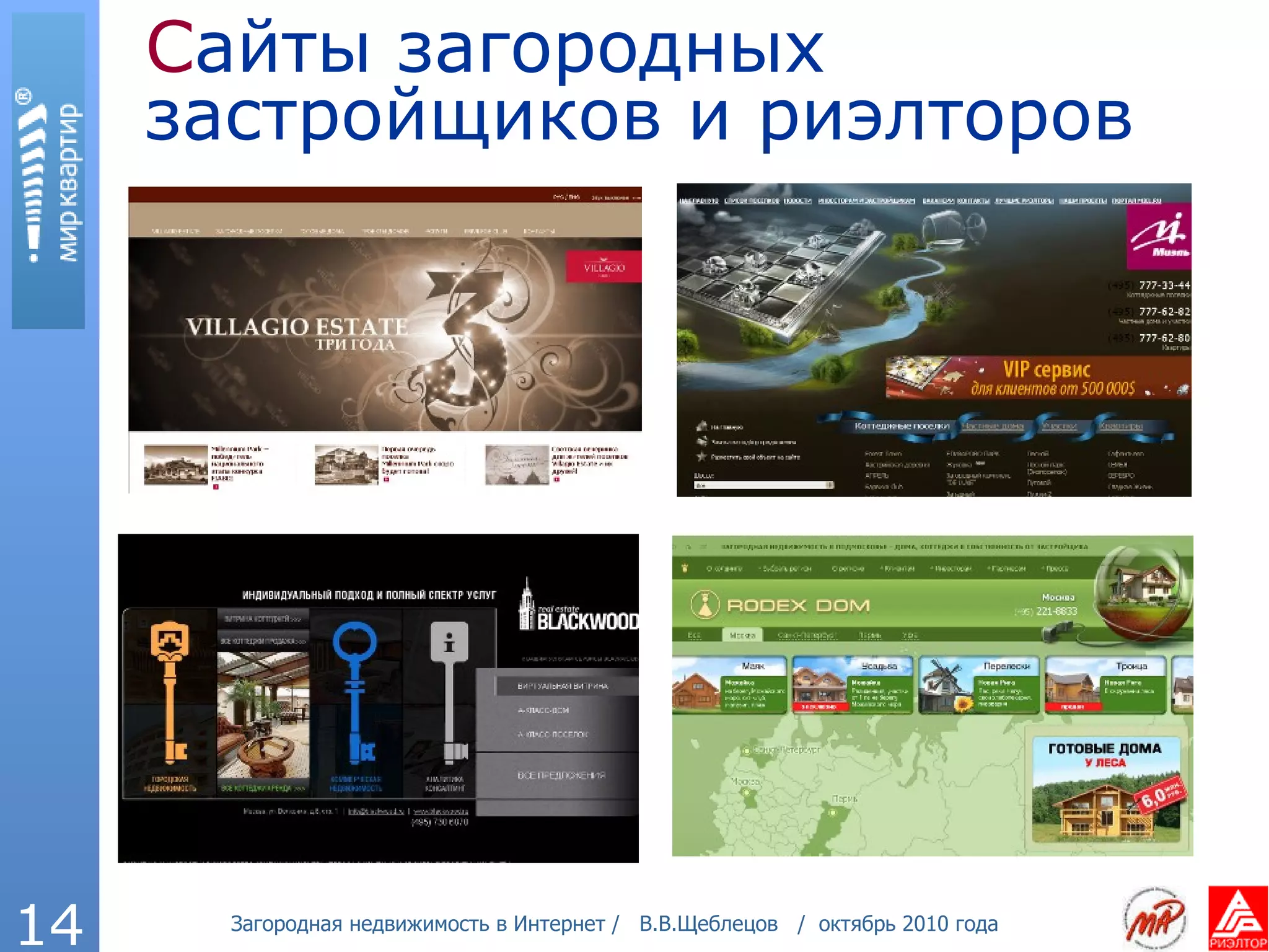 С айты загородных застройщиков и риэлторов 