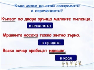 в началото
в средата
в края
 