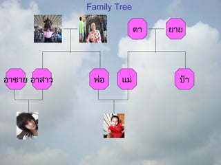 ตา ยาย
แม่อาสาว พ่อ ป้าอาชาย
Family Tree
 