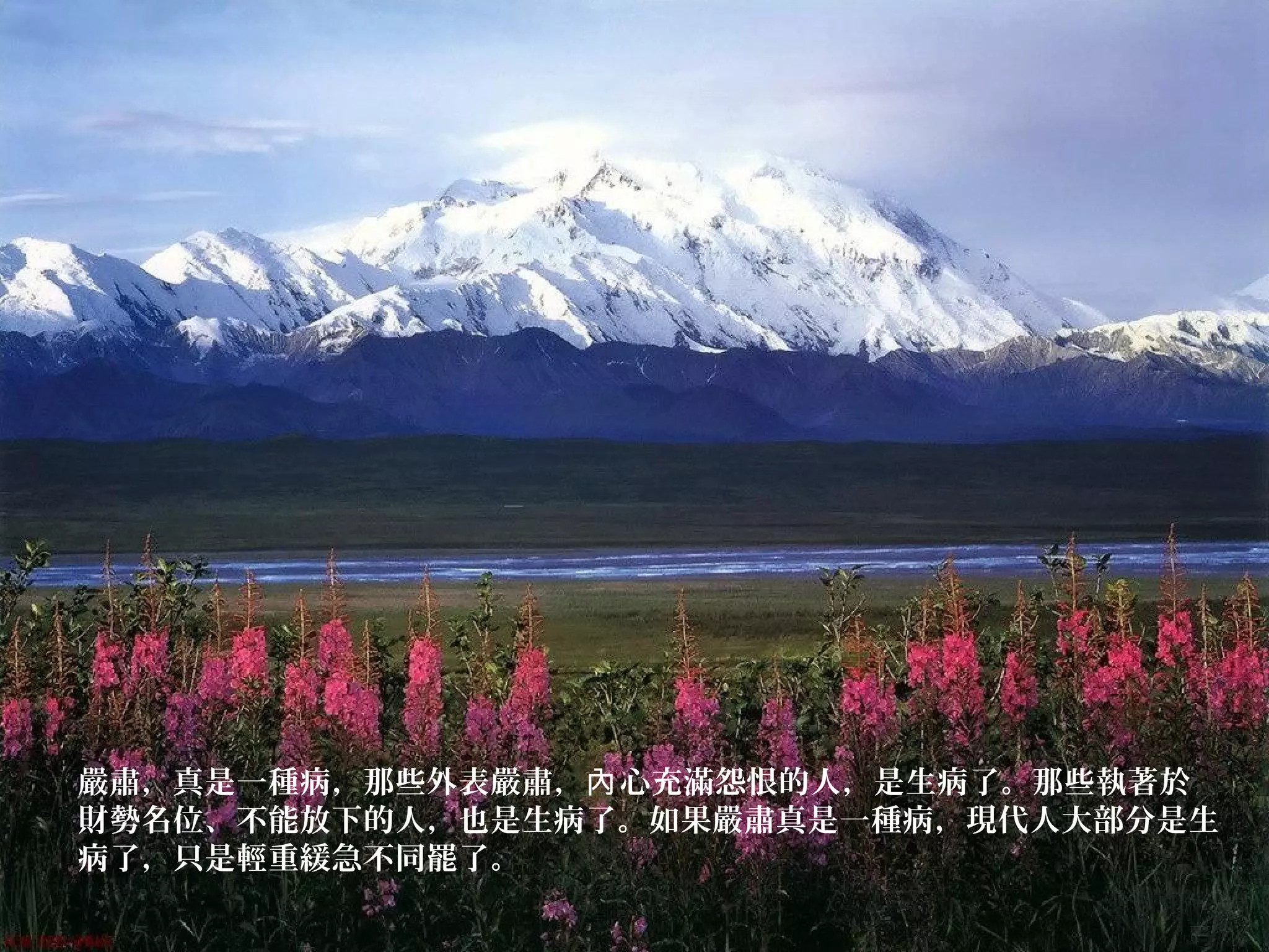 嚴肅，真是一種病，那些外表嚴肅， 心充滿怨恨的人，是生病了。那些執著於內
財勢名位、不能放下的人，也是生病了。如果嚴肅真是一種病，現代人大部分是生
病了，只是輕重緩急不同罷了。  
 