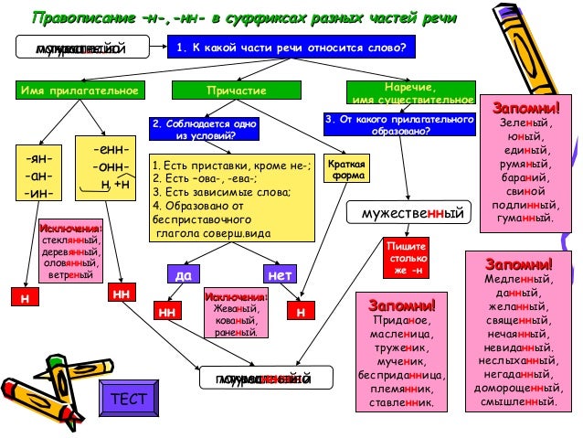 Правописание Н и НН в разных частях речи online presentation