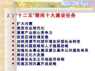 2 ʮ塱ڼʮ
? 
? ƽũҵִ
? ߲ҵľ
? ٽЭչ
? ӿԴԼͻѺת
? ƽ˹սԺ˲ǿս
? ǿҵ轨ϵ
? ƶĻչ
? г
? ʵʩӮս
 