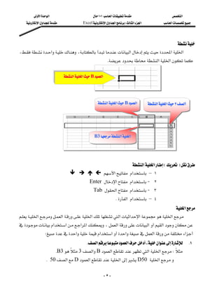 ‫א‬‫א‬                                  ١٠١‫א‬                        ‫א‬
    ‫א‬‫א‬                    Excel‫א‬‫א‬‫א‬W‫א‬‫א‬            ‫א‬




                                                                                      
،‫א‬،‫א‬‫א‬‫א‬
                                
                                                             K‫א‬‫א‬

                               ‫א‬‫א‬B‫א‬

                   
                                                                                                                          

                                                         ‫א‬‫א‬B‫א‬         ‫א‬‫א‬٣‫א‬




                                                       B3 ‫א‬‫א‬
                                                           

                              
                                                                                                                      
                                                                          ‫א‬‫א‬EF
                                                         ‫א‬‫א‬–١
                                                  Enter ‫א‬‫א‬J ٢
                                                   Tab ‫א‬‫א‬J ٣
                                                                     K‫א‬‫א‬–٤
                                                                                    ‫א‬
‫א‬‫א‬‫א‬‫א‬‫א‬‫א‬‫א‬
‫א‬‫א‬‫א‬‫א‬،‫א‬‫א‬‫א‬
                                                                          
               W‫א‬‫א‬‫א‬‫א‬‫א‬‫א‬
                                       K‫א‬‫א‬،‫א‬ K١
                        KB33‫א‬B‫א‬‫א‬‫א‬W
                K50‫א‬D‫א‬‫א‬D50 ‫א‬

                                                             -٥-
 