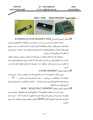 ‫א‬‫א‬                         ١٠١‫א‬                        ‫א‬
   ‫א‬‫א‬‫א‬                 Windows‫א‬W‫א‬‫א‬                    ‫א‬




                                           RAM / ROM :MAIN MEMORY ‫א‬‫א‬‫ א‬K٦




        

              RANDOM ACCESS MEMORY RAM ‫א‬‫א‬‫א‬‫א‬
‫א‬‫א‬ ‫א‬‫א‬‫א‬ 
                                                   
‫א‬‫א‬ ،‫א‬
                                                          
،‫א‬ ‫א‬‫ א‬‫א‬‫א‬
                                              
                                                        K‫א‬‫א‬‫א‬‫א‬
،‫א‬‫א‬‫א‬ 
               
K‫א‬‫א‬‫א‬‫ א‬‫א‬‫א‬
              
 ‫א‬‫א‬‫א‬‫א‬‫א‬، ‫א‬‫א‬
                                                                                          
                                                   CACHE MEMORY ‫א‬‫א‬‫א‬
،‫א‬ ‫א‬‫א‬
                                                    
J  Ns           ٢٠‫א‬‫א‬J  ‫א‬‫א‬‫א‬
‫א‬‫א‬‫ א‬‫א‬‫א‬
                                      
                                                                     . ‫א‬
                       ROM : READ ONLY MEMORY ‫ א‬‫א‬‫א‬
،‫א‬ ‫א‬‫א‬
،E‫א‬‫א‬F‫א‬‫א‬
‫א‬‫א‬‫א‬ (BOIS) ‫ א‬‫א‬‫א‬
                                                                                       . ‫א‬



                                                         - ٢٧ -
 