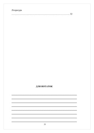 Література
……………………………………………………………………. 32




                     ДЛЯ НОТАТОК


___________________________________________________________
___________________________________________________________
___________________________________________________________
___________________________________________________________
___________________________________________________________
___________________________________________________________
___________________________________________________________
___________________________________________________________
                             35
 
