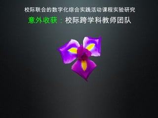 校际联合的数字化综合实践活动课程实验研究 意外收获： 校际跨学科教师团队 
